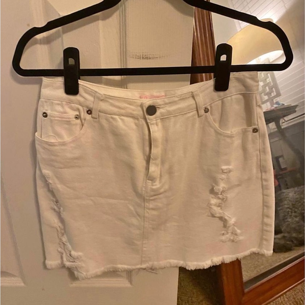 White Denim Skirt
